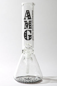 Thumbnail for AMG Leaf Black and White Design Base Clear Beaker / 12 Inches - American 420 Online SmokeShop