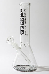 Thumbnail for AMG Leaf Black and White Design Base Clear Beaker / 12 Inches - American 420 Online SmokeShop