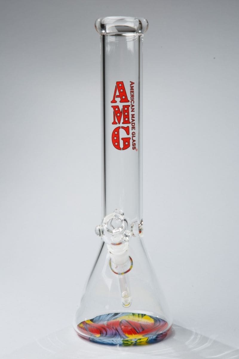 AMG Multi Color Design Base Clear Beaker - American 420 Online SmokeShop